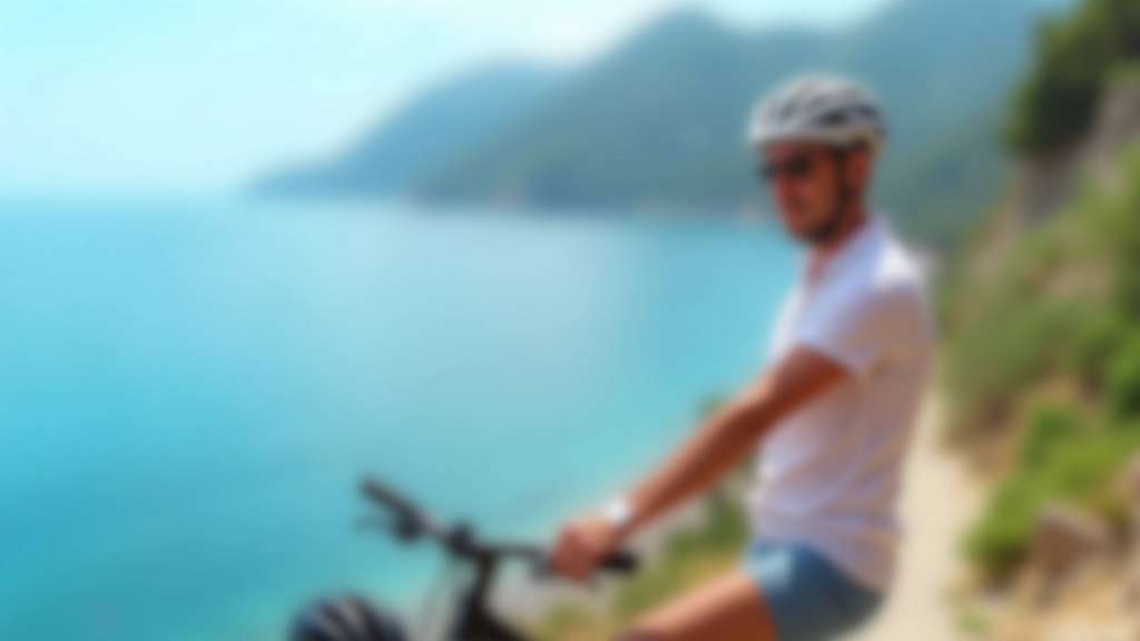 Crema solare, occhiali da sole e abbigliamento protettivo per ciclismo lungo la costa